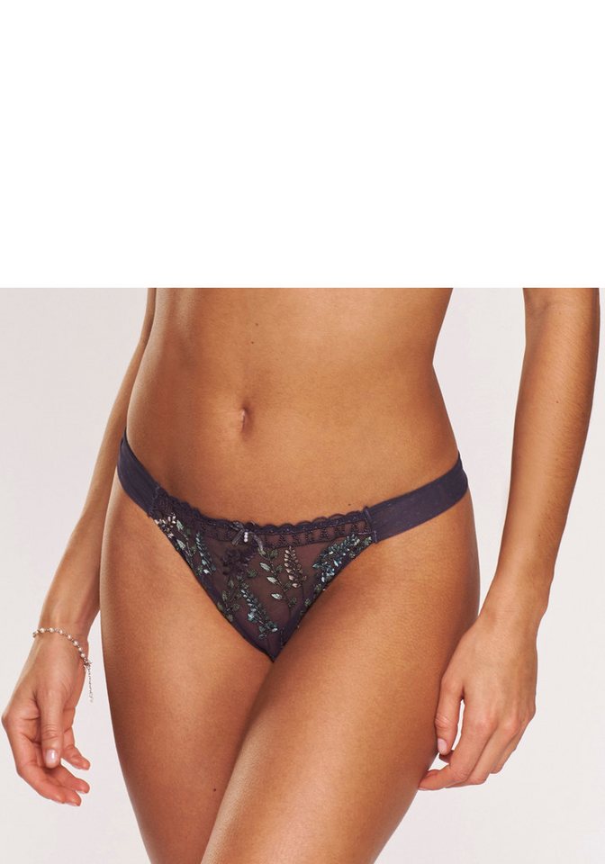 LASCANA String Mirabel, Amira-Kollektion aus Mesh mit glänzender Blumenstickerei, transparente Unterwäsche von LASCANA