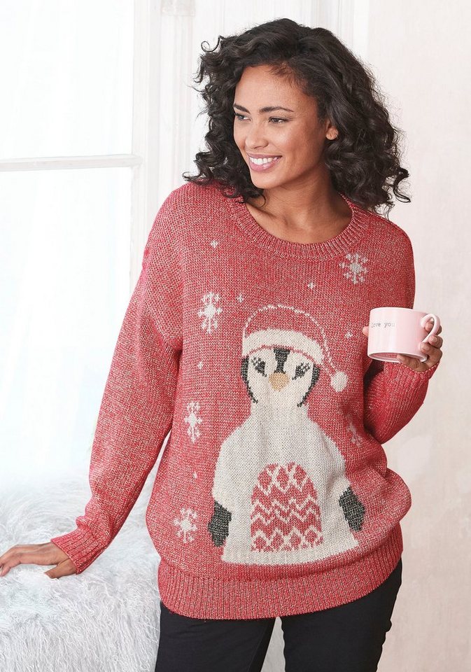 LASCANA Sweater Weihnachtspullover mit eingestricktem Motiv, Loungewear von LASCANA