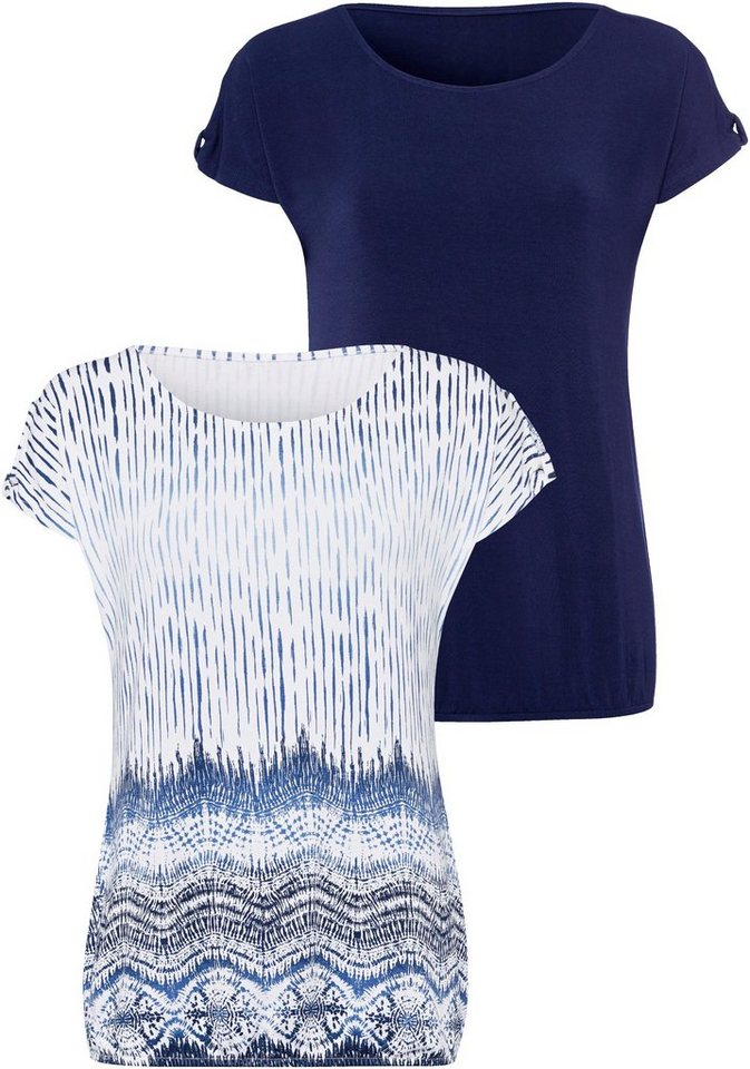 LASCANA T-Shirt mit kleinem Cut-Out am Ärmel (2er-Pack) aus weichem Viskose-Stretch von LASCANA