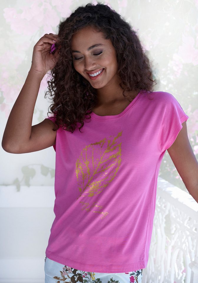 LASCANA Pyjamaoberteil mit Folienprint von LASCANA