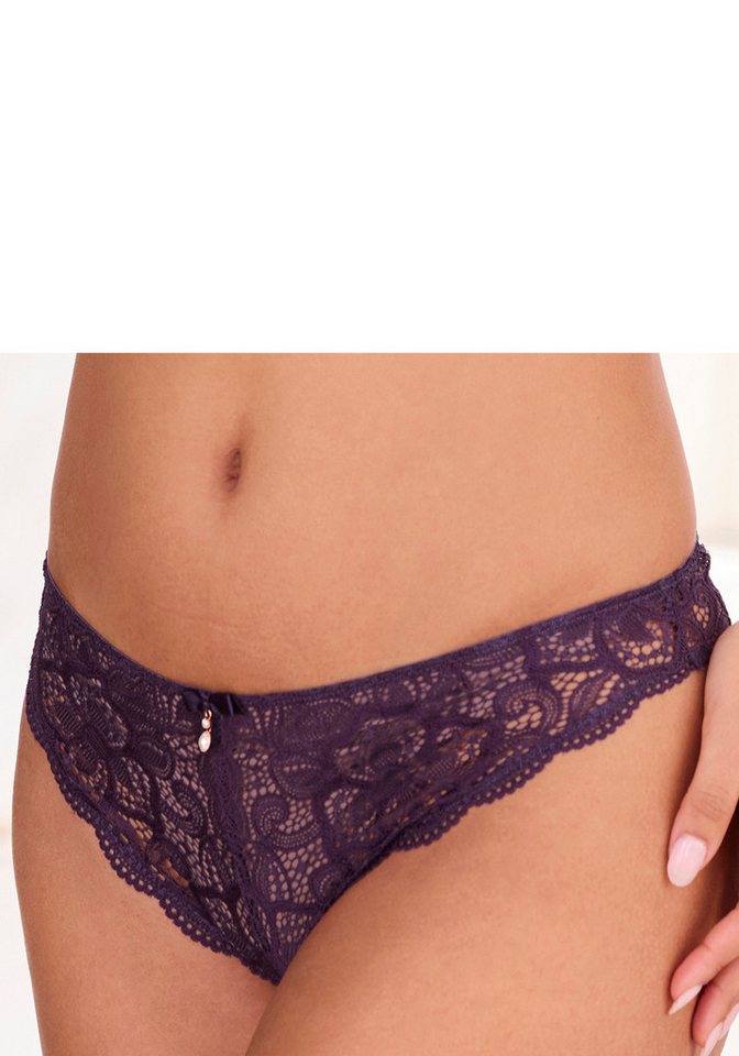LASCANA Tanga Nikoletta mit feiner Zierschleife und Accessoire in Perlenoptik von LASCANA