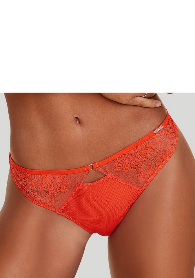 LASCANA Tanga mit Spitzeneinsätzen in cooler Tattoo-Optik von LASCANA