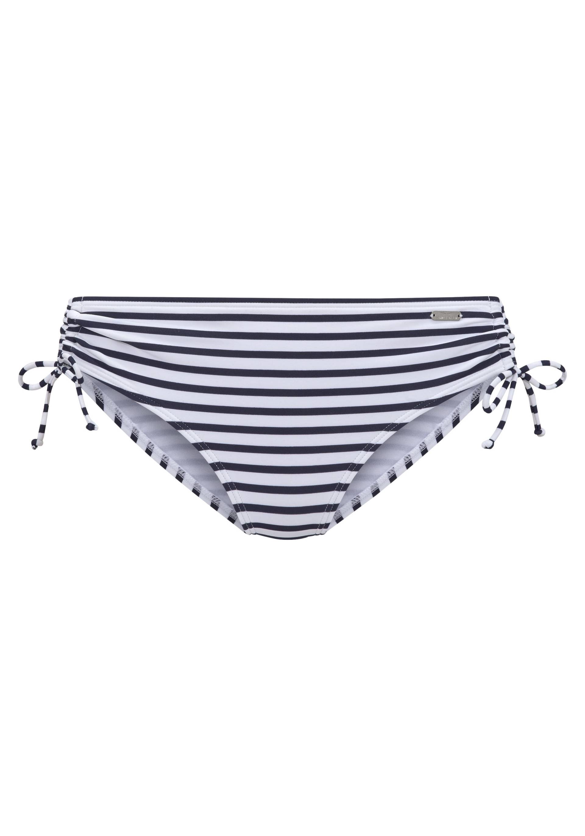LASCANA - Venice Beach LM exkl. Sport Bikinihose mit Raffung white-navy s - Gr. - 34 von LASCANA