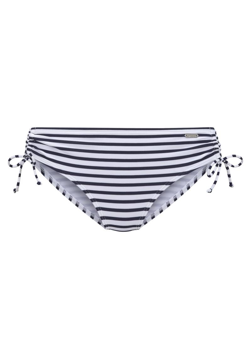 LASCANA - Venice Beach LM exkl. Sport Bikinihose mit Raffung white-navy s - Gr. - 34 von LASCANA