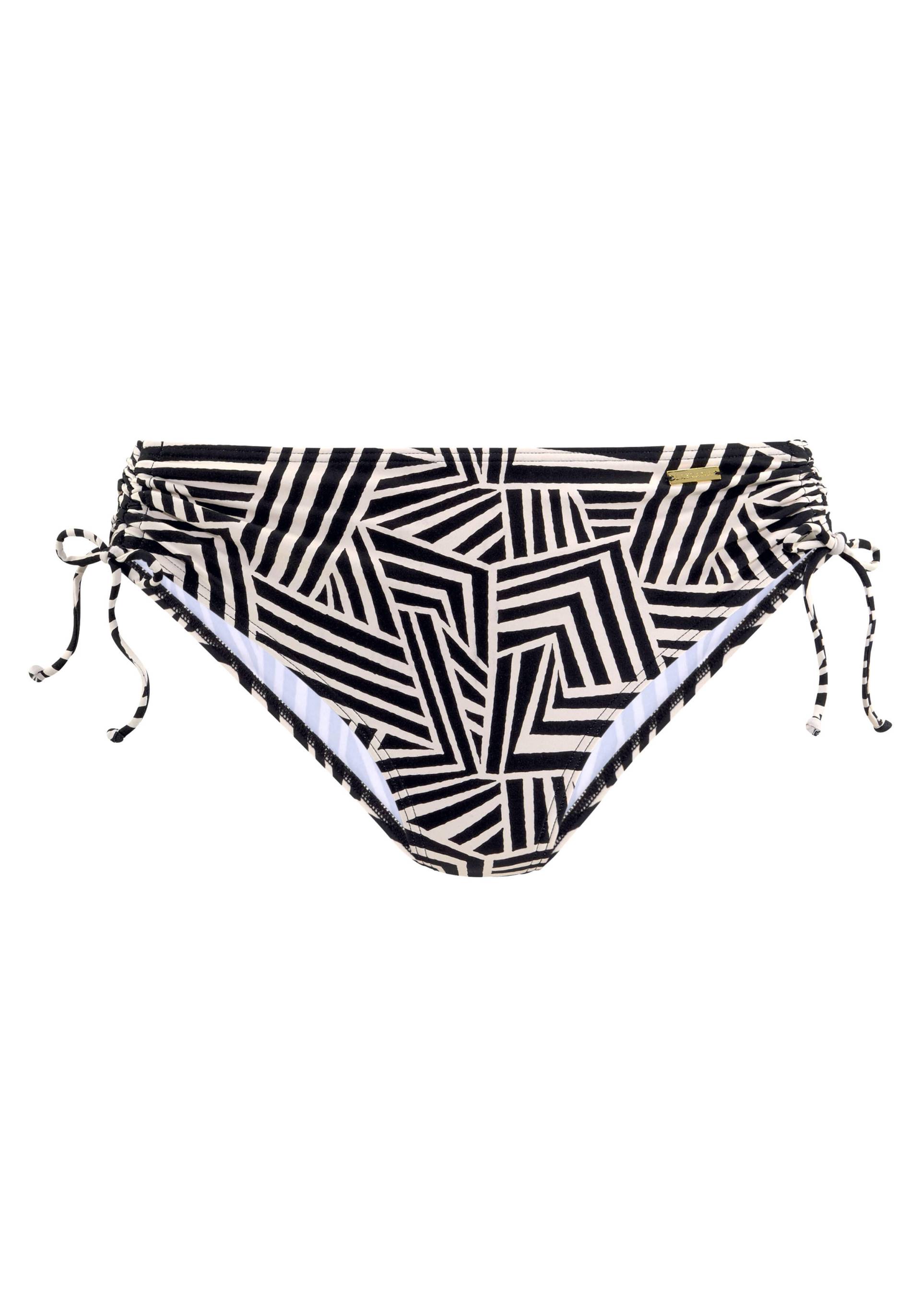LASCANA - lascana Bikinihose mit Raffung black-creme - Gr. - 40 von LASCANA