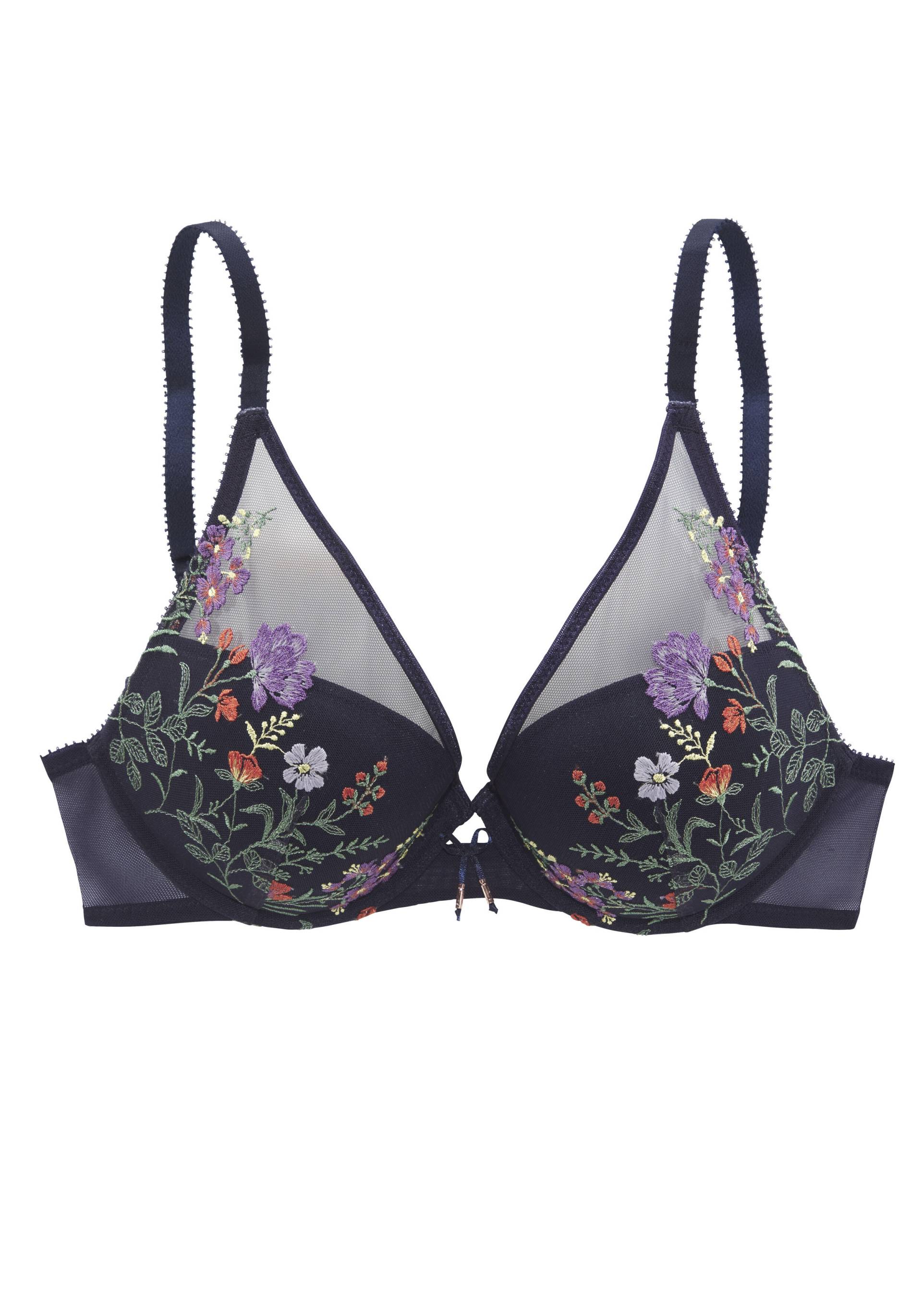 LASCANA - lascana Push-up BH navy-flower - Gr. - 80C von LASCANA