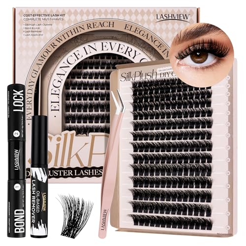 LASHVIEW W03 Wimpern Extensions Kit, 168 Pieces Cluster Lashes, D Curl Volume Künstliche Wimpern mit Wimpernkleber, Versiegelung, Entferner, Applikator, DIY Wimpern Selbst Stylen (9-16 mm Mix) LASHVIEW W03 Wimpern Extensions Kit, 168 Pieces Cluster Lashes, D Curl Volume Künstliche Wimpern mit Wimpernkleber, Versiegelung, Entferner, Applikator, DIY Wimpern Selbst Stylen (9-16 mm Mix) von LASHVIEW