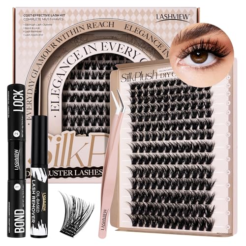 LASHVIEW DIY Lash Extension Kit, 9-16mm Mix D Curl Cluster Eyelash Extension Kit Cluster Lashes with Lash Bond and Seal, Lash Glue Remover and Lash Applicator W50 LASHVIEW DIY Lash Extension Kit, 9-16mm Mix D Curl Cluster Eyelash Extension Kit Cluster Lashes with Lash Bond and Seal, Lash Glue Remover and Lash Applicator W50 von LASHVIEW