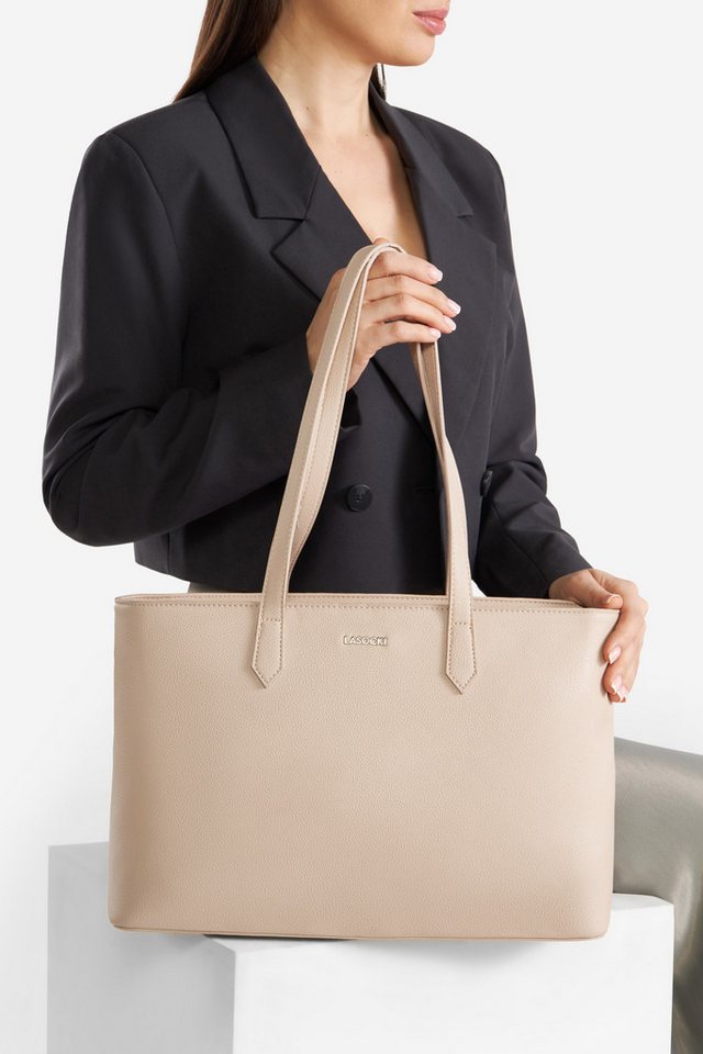 LASOCKI Handtasche Lasocki Große Shopper Tasche LSK-M-023-07 beige von LASOCKI