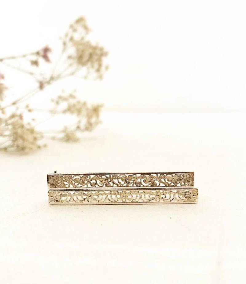 Vintage Filigran Broschen Set/stabbrosche Aus Echtsilber 835 Silber von LASTWALLFLOWER