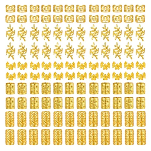 120-teiliges goldenes Haarschmuck-Set für Zöpfe und Dreadlocks, 5 Stile, Haarspangen, Ringe und Zubehör, Loc Jewels Braid Dekorationen für Frauen 120-teiliges goldenes Haarschmuck-Set für Zöpfe und Dreadlocks, 5 Stile, Haarspangen, Ringe und Zubehör, Loc Jewels Braid Dekorationen für Frauen von LASWISE