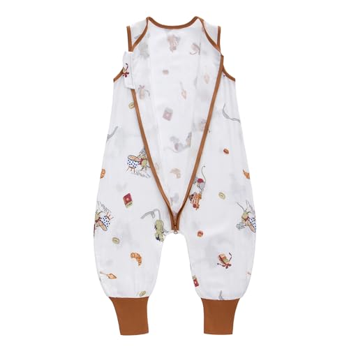 LAT Baby Schlafsack Sommer mit Füßen 0.5 Tog Musselin Kinder Sommerschlafsack für Jungen und Mädchen Ärmellose Baby Schlafsack mit Beinen Sommer (Mäuse, M/12-24 Monate) von LAT LEE AND TOWN