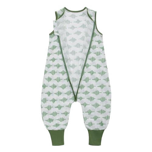 LAT Baby Schlafsack Sommer mit Füßen 0.5 Tog Musselin Kinder Sommerschlafsack für Jungen und Mädchen Ärmellose Baby Schlafsack mit Beinen Sommer (Streifen, M/12-24 Monate) von LAT LEE AND TOWN