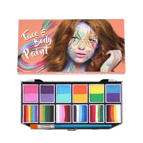 Schminkset für Kinder – wasserlösliche Bodypainting-Palette mit 12 Farben | Gesichts- und Körperbemalungs-Kostüm-Make-up-Palette | Gesichtsbemalungsset auf Wasserbasis, Cosplay-Make-up-Palette, Kunstm von LATAFA