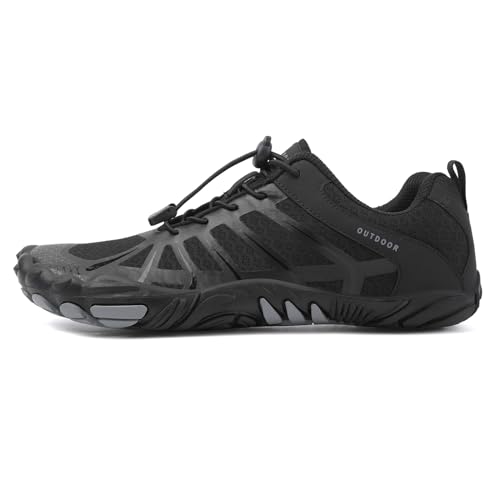 Barfußschuhe Herren Barfuss Schuhe Bequem Barfussschuhe Leicht Zehenschuhe Traillaufschuhe rutschfeste Schwimmschuhe Strandschuhe Outdoor & Indoor Fitnessschuhe.(Schwarz,43 EU) von LATATL