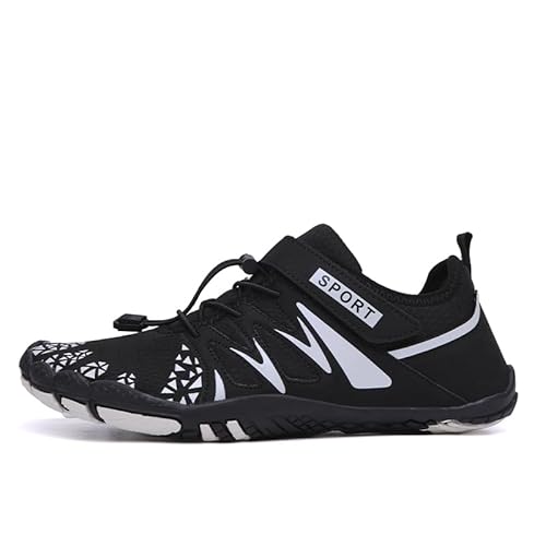 Barfußschuhe Herren Damen Barfuss Schuhe Bequem Barfussschuhe Leicht Minimalistische Fitnessschuhe Sport Traillaufschuhe rutschfeste Strandschuhe Wasserschuhe.(Schwarz,41 EU) von LATATL