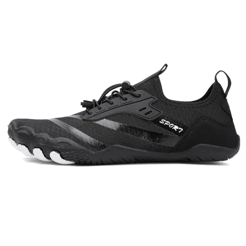 Barfußschuhe Herren Damen Barfuss Schuhe Bequem Barfussschuhe Leicht Zehenschuhe Traillaufschuhe rutschfeste Aquaschuhe Outdoor & Indoor Fitnessschuhe.(Schwarz,37 EU) von LATATL