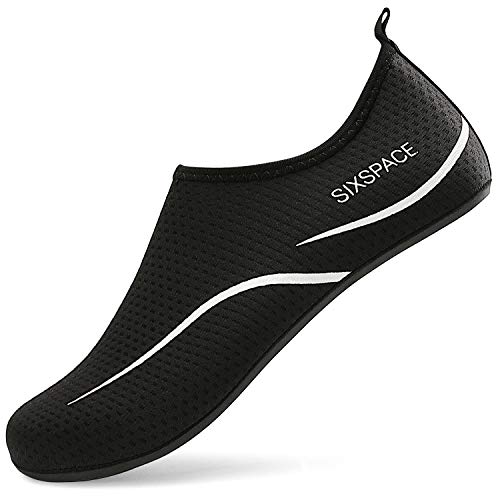 LATATL Badeschuhe Wasserschuhe Schnell Trocknend Schwimmschuhe Strandschuhe Aquaschuhe Surfschuhe Leicht Barfußschuhe Tauchschuhe Wassersportschuhe für Damen Herren(Schwarz,34 EU) von LATATL