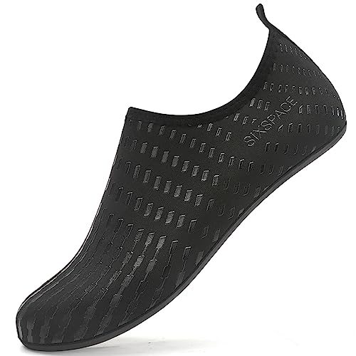 LATATL Badeschuhe Wasserschuhe Schnell Trocknend Schwimmschuhe Strandschuhe Aquaschuhe Surfschuhe Leicht Barfußschuhe Tauchschuhe Wassersportschuhe für Herren(Schwarz,44 EU) von LATATL