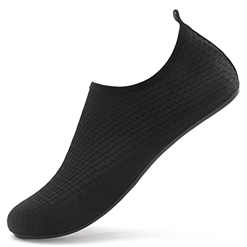 LATATL Badeschuhe Wasserschuhe Schnell Trocknend Schwimmschuhe Strandschuhe Aquaschuhe Surfschuhe Leicht Barfußschuhe Tauchschuhe Wassersportschuhe für Herren(Schwarz,46 EU) von LATATL