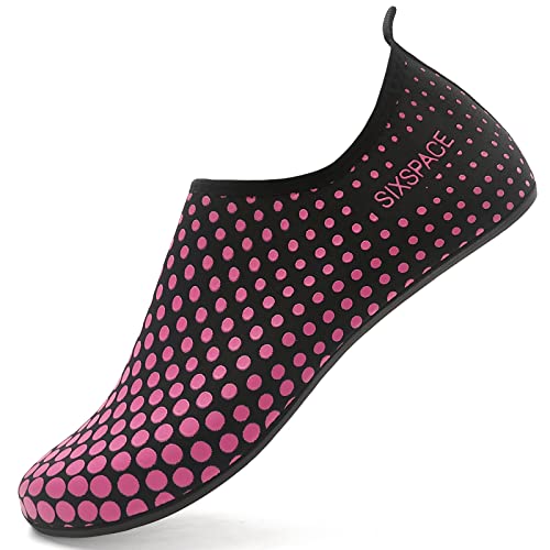 LATATL Badeschuhe Wasserschuhe Strandschuhe Herren Damen Weich Bequem Surfschuhe Schwimmschuhe Barfußschuhe für Surfen Yoga Strand Pool(Rose Rot,36 EU) von LATATL