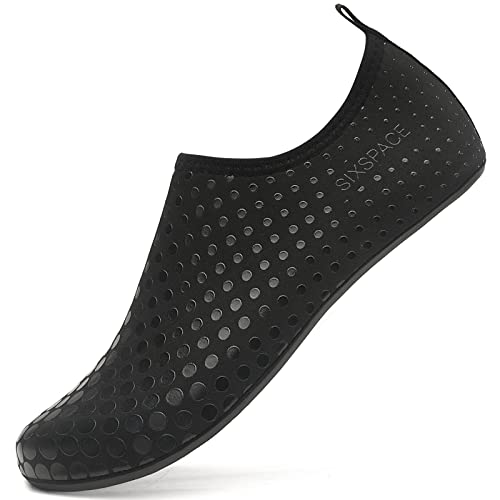 LATATL Herren Damen Badeschuhe Wasserschuhe Strandschuhe Weich Bequem Surfschuhe Schwimmschuhe Barfußschuhe für Surfen Yoga Strand Pool(Schwarz,35 EU) von LATATL