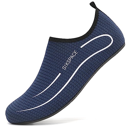 LATATL Herren Damen Wasserschuhe Badeschuhe Schwimmschuhe Tauchschuhe Leicht Strandschuhe Aquaschuhe Surfschuhe Barfußschuhe Schnell Trocknend Wassersportschuhe(Dunkelblau,36 EU) von LATATL