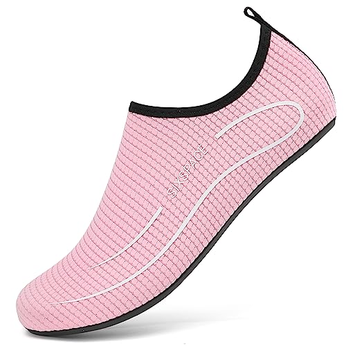 LATATL Herren Damen Wasserschuhe Badeschuhe Schwimmschuhe Tauchschuhe Leicht Strandschuhe Aquaschuhe Surfschuhe Barfußschuhe Schnell Trocknend Wassersportschuhe(Pink,36 EU) von LATATL