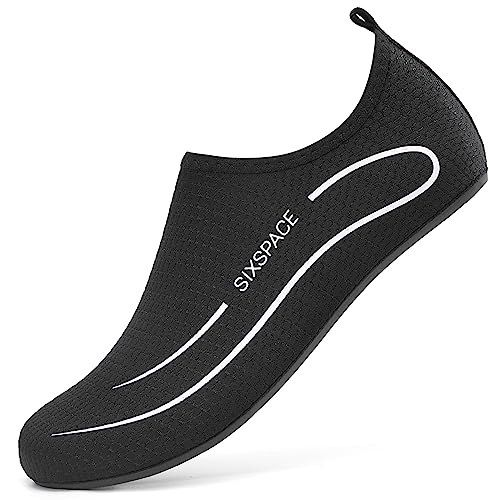 LATATL Herren Damen Wasserschuhe Badeschuhe Schwimmschuhe Tauchschuhe Leicht Strandschuhe Aquaschuhe Surfschuhe Barfußschuhe Schnell Trocknend Wassersportschuhe(Schwarz,36 EU) von LATATL