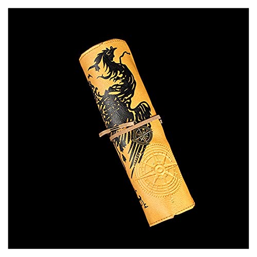 LATEAU Pencil Wrap,Pencil Wrap Roll Up Buntstiftkoffer für Mädchen Jungen Leder Geldbörse Tasche Make-Up Bleistiftkoffer Kosmetiktasche Schreibwaren (Color : Long-Yellow) von LATEAU