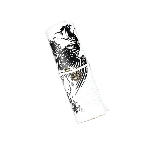 LATEAU Pencil Wrap,Pencil Wrap Roll Up Buntstiftkoffer für Mädchen Jungen Leder Geldbörse Tasche Make-Up Bleistiftkoffer Kosmetiktasche Schreibwaren (Color : Short-White) von LATEAU