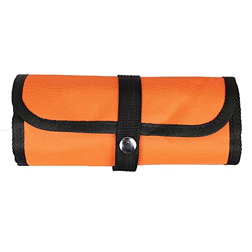 Pencil Wrap,Pencil Wrap Roll Up 36 Löcher Feste Farbschule Bleistiftkoffer mit Schnalle Hohe Kapazität Bleistift Pouch Schreibwaren Bürobedarf (Color : Orange) von LATEAU