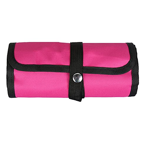 Pencil Wrap,Pencil Wrap Roll Up 36 Löcher Feste Farbschule Bleistiftkoffer mit Schnalle Hohe Kapazität Bleistift Pouch Schreibwaren Bürobedarf (Color : Rose red) von LATEAU