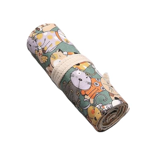 Pencil Wrap,Pencil Wrap Roll Up Canvas Roll Bleistiftkofferschule für künstlerische Bürste 108 Löcher Strafstift für Mädchen Jungen Süße Stiftkoffer (Color : B) von LATEAU