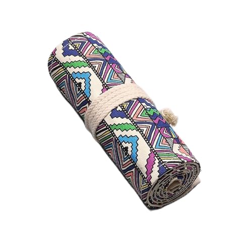 Pencil Wrap,Pencil Wrap Roll Up Canvas Roll Bleistiftkofferschule für künstlerische Bürste 108 Löcher Strafstift für Mädchen Jungen Süße Stiftkoffer (Color : C) von LATEAU