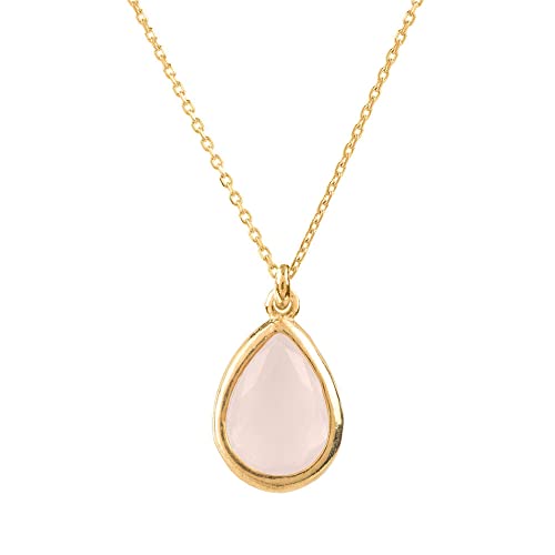 LATELITA PISA MINI-TROPFENHALSKETTE Gold-ROSENQUARZ von LATELITA LONDON