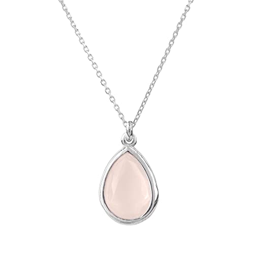 LATELITA PISA MINI-TROPFENHALSKETTE Silber-ROSENQUARZ von LATELITA LONDON