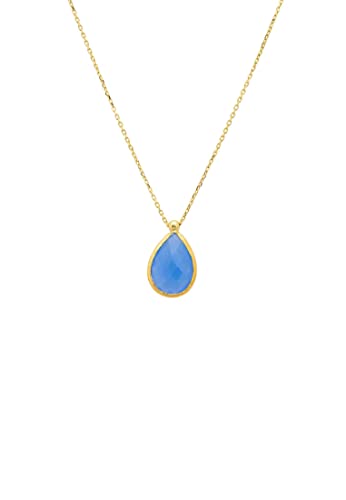 LATELITA Petite Drop Halskette Gold Dunkelblauer Chalcedon von LATELITA LONDON