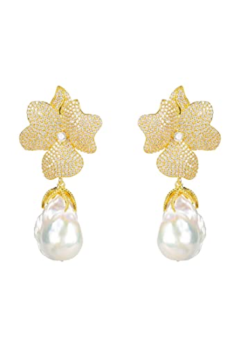 Latelita BAROCK-PERLENOHRRING PERLWEISS BLUME GELBGOLD von LATELITA LONDON