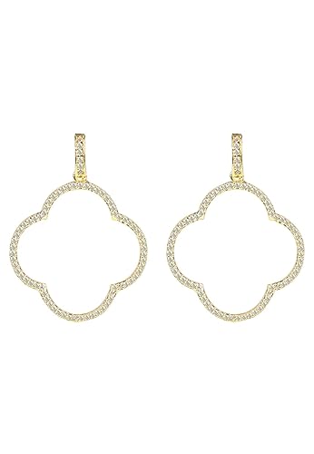 OFFENE KLEE OHRRINGE MIT GROSSEM TROPFEN WEISSGOLD CZ von LATELITA LONDON