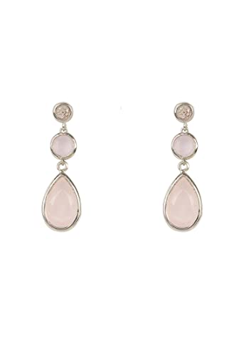 TOSKANA EDELSTEIN-TROPFENOHRRING SILBER-ROSENQUARZ von LATELITA LONDON