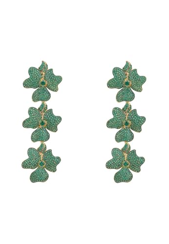 Gelbvergoldete 925er Sterlingsilber-Jasmin-Dreifachtropfen-Smaragd-Ohrringe Gelbvergoldete 925er Sterlingsilber-Jasmin-Dreifachtropfen-Smaragd-Ohrringe von LATELITA
