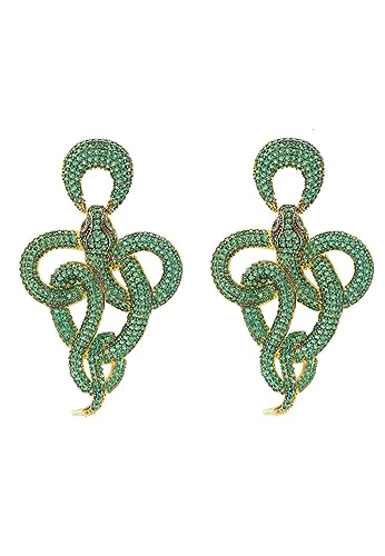 Gold 925 Sterling Silber Tier Viper Schlange Ohrringe Smaragd Cz Edelstein von LATELITA