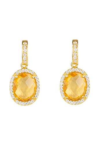 BEATRICE OVAL EDELSTEIN-TROPFEN OHRRINGE GOLD CITRIN HYDRO von LATELITA