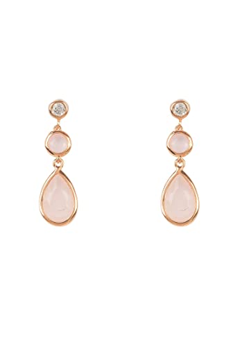 TOSKANA EDELSTEIN TROPFENOHRRING ROSE GOLD ROSENQUARZ von LATELITA