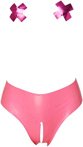 LATEXWEAR Damen Wear-Sexy Dessous Ouvert Latexhöschen Mit Offenem Schritt, Höschen Aus Latex, Rosa, S/m String, Schwarz (Nero 001), One Size (Herstellergröße: 1) von LATEXWEAR