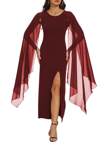 LATH.PIN Hexenkleid für Damen Elegant mit Langen Halloween Gothic Hexenkostüm für Erwachsene Frauen Formale Abendkleider Maxikleid mit Umhang von LATH.PIN