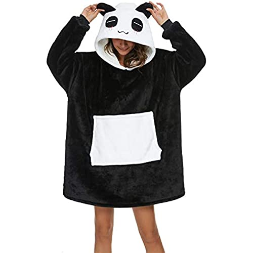 LATH.PIN Panda Decken-Hoodie Damen Flanell mit Kapuze Pullover Decke Sweatshirt Unisex Kapuzenpullis Übergroße von LATH.PIN