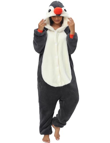 LATH.PIN Pyjamas Jumpsuit Pinguine Unisex Erwachsene Tier Onesie Cosplay Halloween Karneval Kostüme Damen Schlafanzug Tierkostüme Winter von LATH.PIN