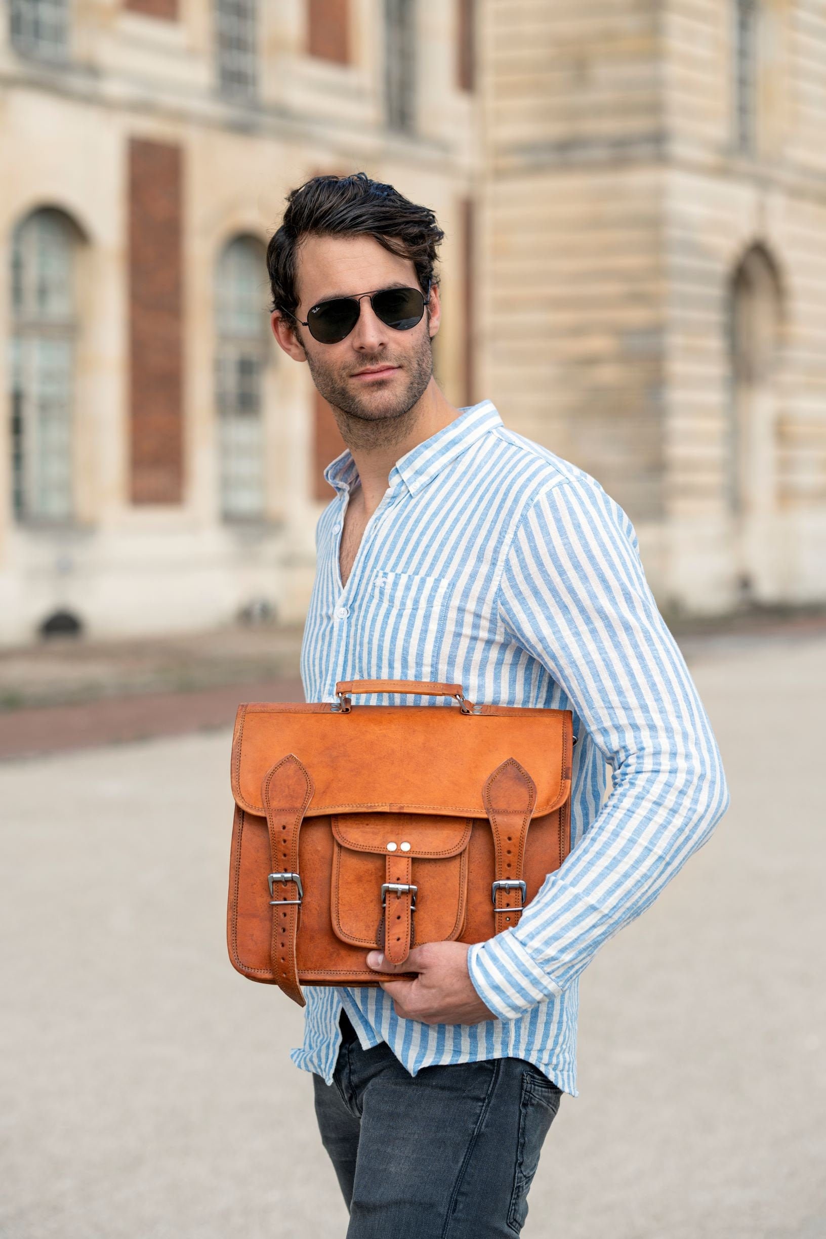 Echte Leder-Schultertasche Für Herren, Ledertasche Mit Großem Stauraum, Dokumententasche Aus Leder, Elio von LATIKACREATIONS